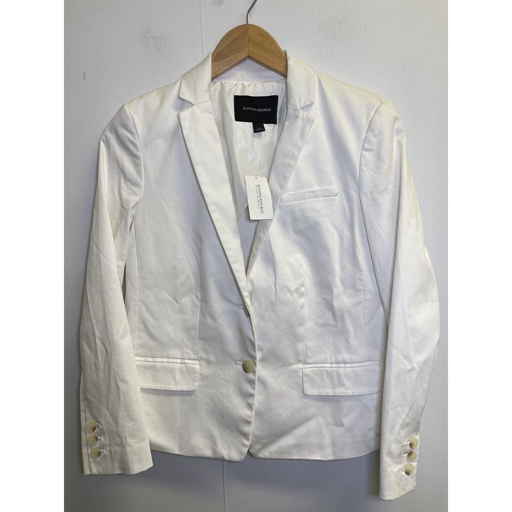NEW Banana Republic Blazer 4 White Two Button Partially Lined Trendy Career
